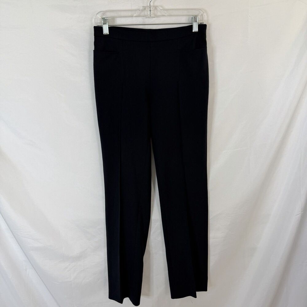 AKRIS Punto Side Zip Pinch Front Trouser Pants Navy Blue Women's 4 Wool Blend
